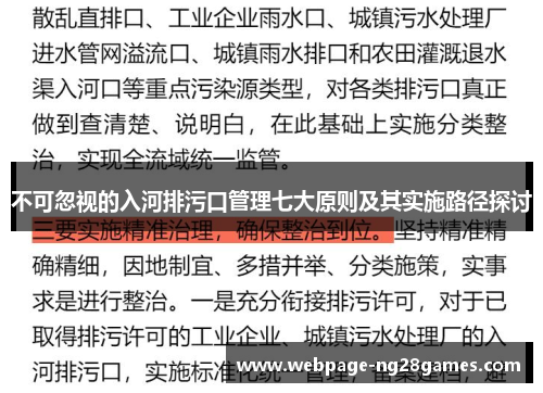不可忽视的入河排污口管理七大原则及其实施路径探讨