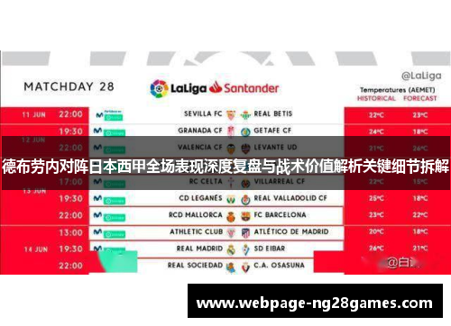 德布劳内对阵日本西甲全场表现深度复盘与战术价值解析关键细节拆解
